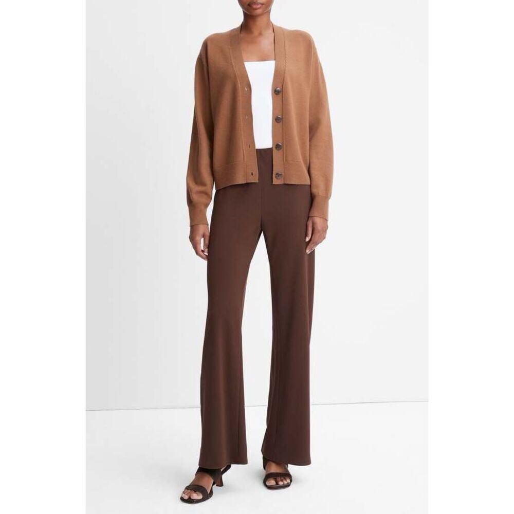 Vince Wool + Cashmere V-Neck Knit High Button Cardigan in Mink Brown Size M - Picture 3 of 12